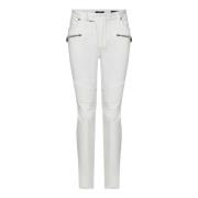 Witte Slim Fit Biker Jeans Balmain , White , Heren