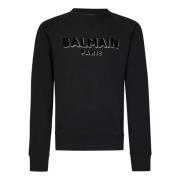 Zwarte Crewneck Sweatshirt Aw24 Balmain , Black , Heren