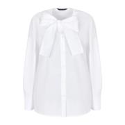 Witte Blouse met Strik Detail Armani Exchange , White , Dames