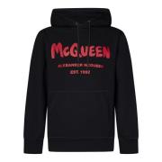 Zwarte Graffiti Logo Hoodie Aw24 Alexander McQueen , Black , Heren