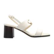 Witte Leren Sandalen Elegante Stijl Salvatore Ferragamo , White , Dame...