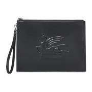 Zwarte leren clutch Elegante stijl Etro , Black , Heren