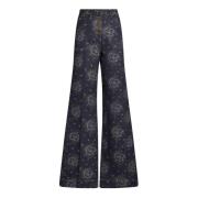 Blauwe Bloemen Flared Dames Jeans Etro , Blue , Dames