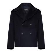 Blauwe Peacoat Aw24 Stijlvolle Herenjas Emporio Armani , Blue , Heren