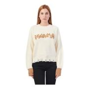 Witte Sweater met Voorkant Print Disclaimer , White , Dames