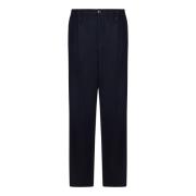 Blauwe Wollen Mix Geplooide Broek Emporio Armani , Blue , Heren