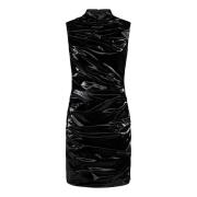 Mouwloze Zwarte Gecoate Jersey Minijurk Alexander McQueen , Black , Da...