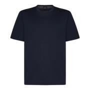 Blauwe Ribgebreide Crewneck T-shirt Brioni , Blue , Heren