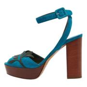 Pre-owned Suede heels Hermès Vintage , Blue , Dames