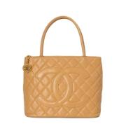 Pre-owned Leather chanel-bags Chanel Vintage , Beige , Dames