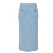 Lichtblauwe Midi Rok met Textuureffect Self Portrait , Blue , Dames