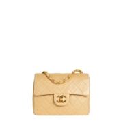 Pre-owned Leather chanel-bags Chanel Vintage , Beige , Dames