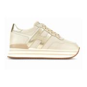 Beige Sneakers met Glitter Finish Hogan , Beige , Dames