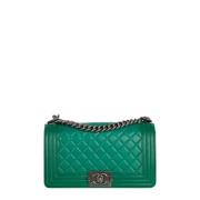 Pre-owned Leather chanel-bags Chanel Vintage , Green , Dames