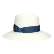 Panama Fijne Brede Rand Hoed Borsalino , White , Dames