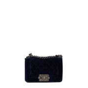 Pre-owned Velvet chanel-bags Chanel Vintage , Blue , Dames