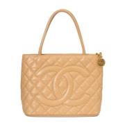 Pre-owned Leather chanel-bags Chanel Vintage , Beige , Dames