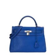 Pre-owned Leather handbags Hermès Vintage , Blue , Dames