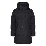 Zwarte Gewatteerde Jas met Hoge Kraag Stone Island , Black , Heren