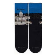 Korte katoenen sokken voor dames, blauw met Piazza San Pietro in Rome ...