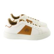 Witte leren sneaker met cognac accenten La Martina , White , Heren