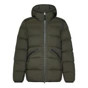 Groene Jassen met Capuchon en Donsvulling Stone Island , Green , Heren