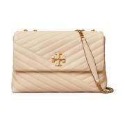 Witte Matelassé Chevron Leren Schoudertas Tory Burch , White , Dames