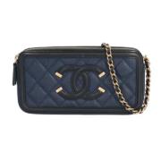 Pre-owned Leather chanel-bags Chanel Vintage , Blue , Dames