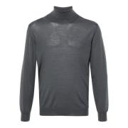 Grijze Derby Sweater, Virgin Wool Gebreid Fedeli , Gray , Heren