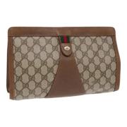 Pre-owned Canvas clutches Gucci Vintage , Beige , Dames