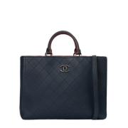 Pre-owned Leather chanel-bags Chanel Vintage , Blue , Dames