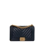 Pre-owned Leather chanel-bags Chanel Vintage , Blue , Dames