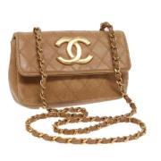 Pre-owned Leather chanel-bags Chanel Vintage , Beige , Dames