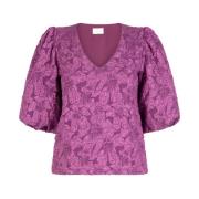 Jacquard Lange Mouw Top Cary Aaiko , Purple , Dames