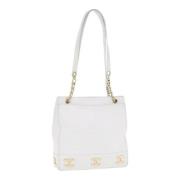 Pre-owned Leather shoulder-bags Chanel Vintage , White , Dames