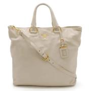 Pre-owned Leather totes Prada Vintage , Beige , Dames