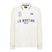 Lange Mouw Polo Shirt met Logo Blauw La Martina , White , Heren