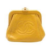 Pre-owned Leather wallets Chanel Vintage , Yellow , Dames