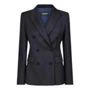 Navy Double-Breasted Blazer met Peak Revers Dondup , Blue , Dames