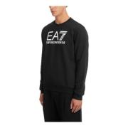 Gestreepte Logo Sweatshirt Emporio Armani EA7 , Black , Heren