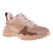 Trainers in beige eco-leather Baldinini , Brown , Dames