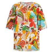 Gestippelde blouse met uitlopende zoom Marina Rinaldi , Multicolor , D...