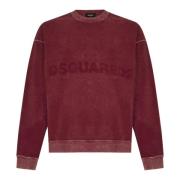 Rode Logo Sweatshirt Aw24 Dsquared2 , Red , Heren