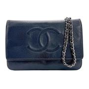 Pre-owned Leather chanel-bags Chanel Vintage , Blue , Dames