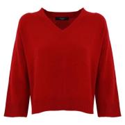 Rode Cashmere Trui 3/4 Mouwen Max Mara Weekend , Red , Dames