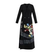 Bloemen Maxi Jurk met Gestreepte Details Marina Rinaldi , Black , Dame...