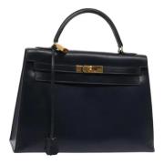 Pre-owned Leather handbags Hermès Vintage , Blue , Dames