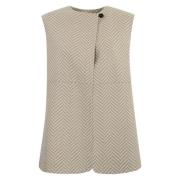 Kasjmier Mouwloze Herringbone Jas Liviana Conti , Beige , Dames