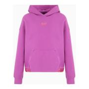 Paarse hoodie met oranje logo Emporio Armani EA7 , Purple , Dames