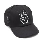 Zwarte Katoenen Baseballpet met Voorlogo Philipp Plein , Black , Heren